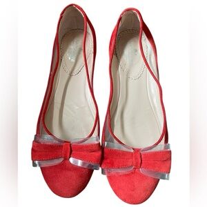 Napoleoni made in Italy Red Suede Bow Women's Flats (38)
